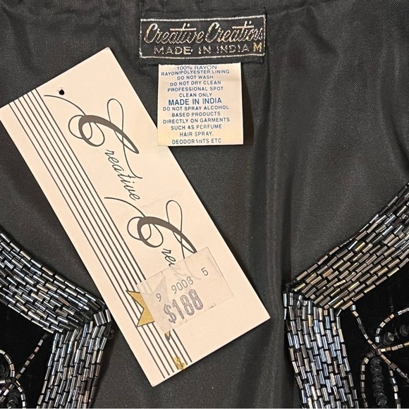 Vintage‎ Creative Creations Black Velvet Embellished Evening Jacket Sz M EUC - Picture 6 of 11